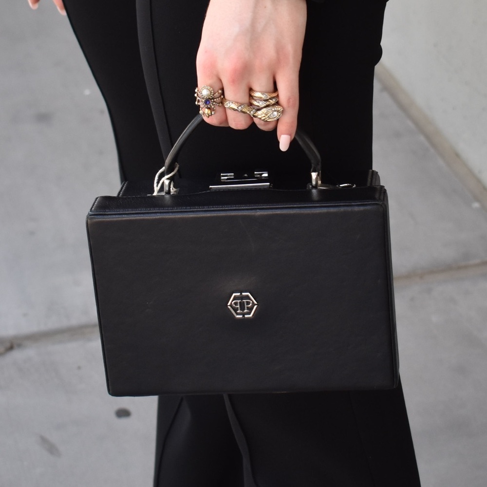 Philipp Plein Black Leather Handbag/Cross-body